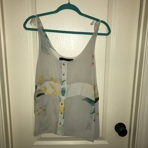 Patterson J Kincaid sheer cream/floral tank top
